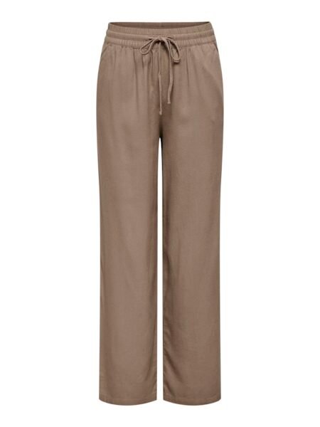 JDY SAY HW LINEN WIDE PANT- Bukse I 80% Viskose, 20% Lin, WVN NOOS, CARIBOU- Lys Brun