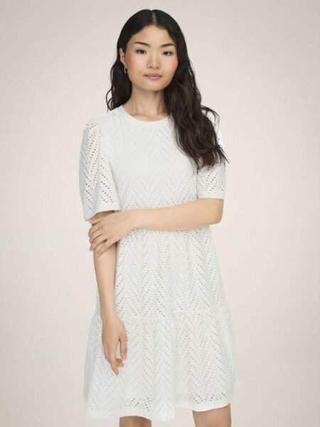 JDY CARLA CATHINKA S/S DRESS JRS NOOS,  Kjole, Cloud Dancer