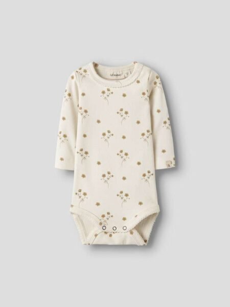 LIL  ATELIER LAYO SIG LS SLIM BODY, Coconut Milk FLOWER YELLOW - Offwhite Med Blomster