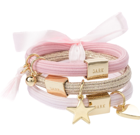 Dark Department Hair Ties 3 pk Charm Combo- 3pk Hårstrikk Med Charms, Cotton Candy W/Gold