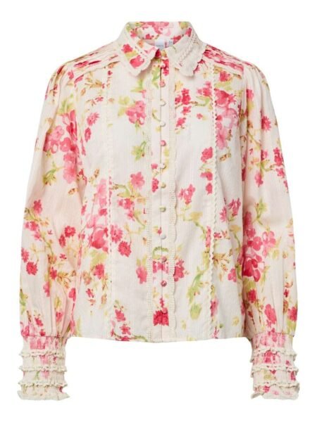 YAS SOMELLI LS SHIRT-, Skjorte/ Bluse,  Birch RED FLOWERS