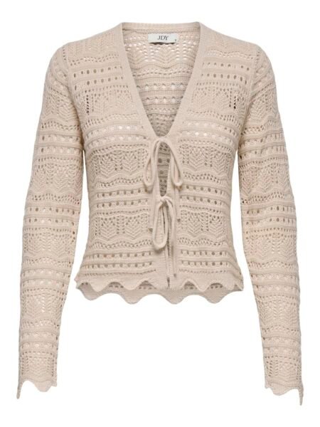 JDY SUN LAY L/S V-NECK TIE CARDIGAN KNT, Tapioca