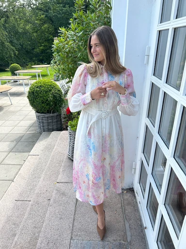 YAS FLORENCE LS LONG DRESS S. - SHOW- Kjole, Pristine FLORENCE AOP