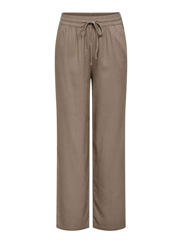 JDY SAY HW LINEN WIDE PANT- Bukse I 80% Viskose, 20% Lin, WVN NOOS, Oatmeal MELANGE- Offwhite