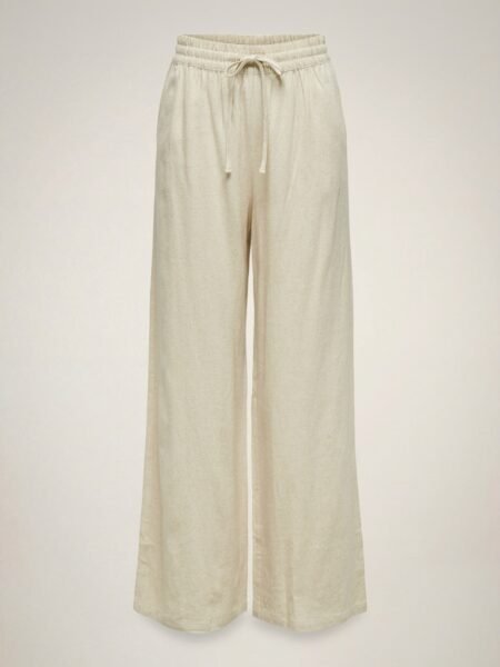 JDY SAY HW LINEN WIDE PANT- Bukse I 80% Viskose, 20% Lin, WVN NOOS, Oatmeal MELANGE- Offwhite