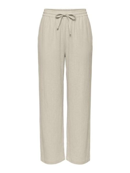 JDY SAY HW LINEN WIDE PANT- Bukse I 80% Viskose, 20% Lin, WVN NOOS, Oatmeal MELANGE- Offwhite