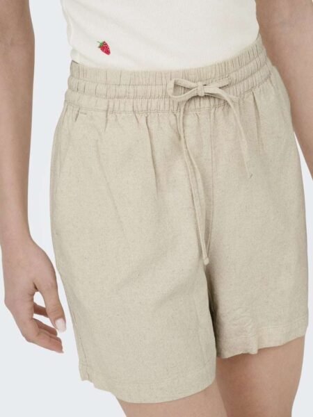 JDY SAY HW LINEN STRING SHORTS WVN NOOS, Viskose Og Linnblanding, Oatmeal_MELANGE