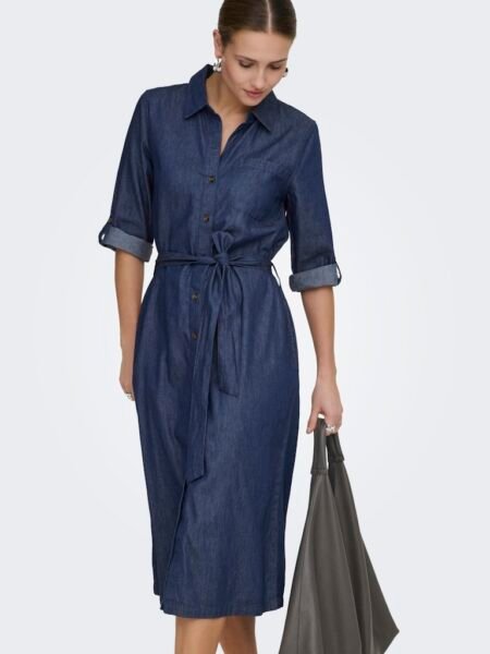 JDYKAI 3/4 MIDI SHIRT DRESS WVN DIA, KJOLE, Medium Blue Denim