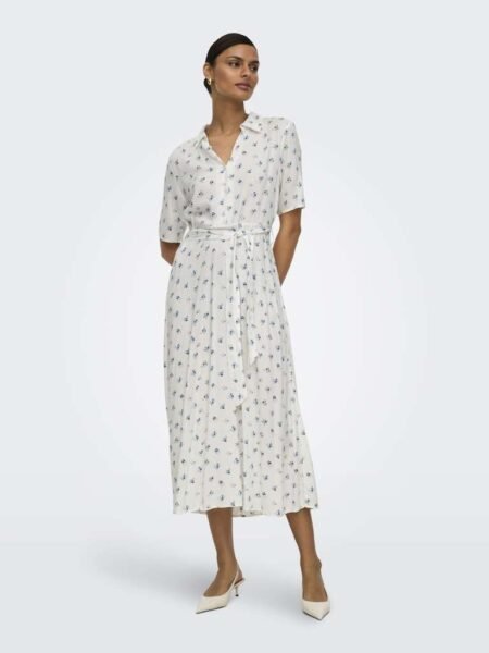JDY STARSEZEN LIFE 2/4 MIDIDRESS WVN NOOS, Kjole, Cloud Dancer BLUE DITSY FLOWER