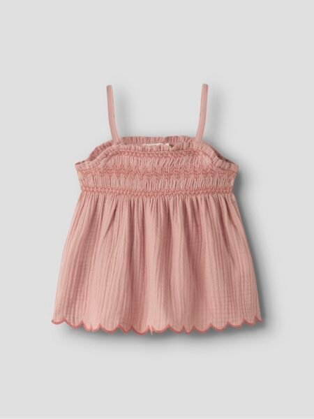 LIL ATELIER HIBA STRAP TOP LIL - Topp I Bomullsmusselin, Rose Tan