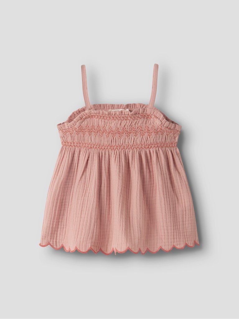 LIL ATELIER HIBA STRAP TOP LIL - Topp I Bomullsmusselin, Rose Tan