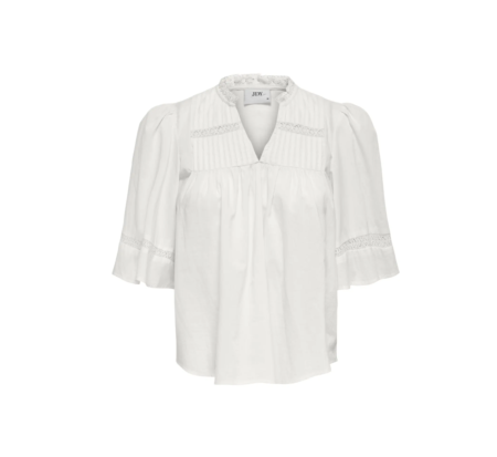 JDY JULIE 2/4 LACE DETAIL TOP WVN EXP, Bluse, Cloud Dance - Offwhite
