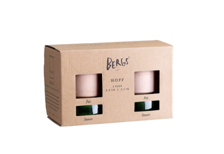 Bergs Potter Hoff RAW Rosa/GLAZED Emerald Green, Ø 8 cm, 2-pack