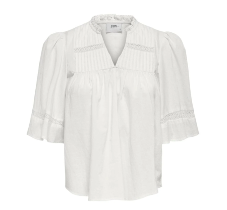 JDY JULIE 2/4 LACE DETAIL TOP WVN EXP, Bluse, Cloud Dance - Offwhite