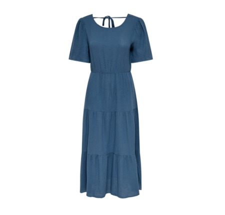 JDY THEIS LIFE 2/4 MIDI DRESS WVN DIAkl, Kjole I Bomullsmusselin, Vintage Indigo-Blå