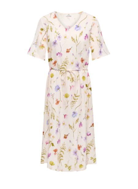 JDY VIOLA LIFE 2/4 MIDI DRESS WVN, Kjole, Pristine/GARDEN FLOWER