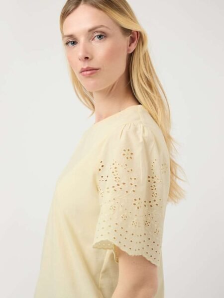 YAS LEX SS TOP W. EMB SLEEVES S. NOOS, T-skjorte, Anise Flower