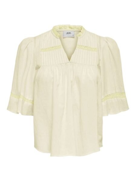 JDY JULIE 2/4 LACE DETAIL TOP WVN EXP, Bluse, Pear Sorbet - Lys Gul