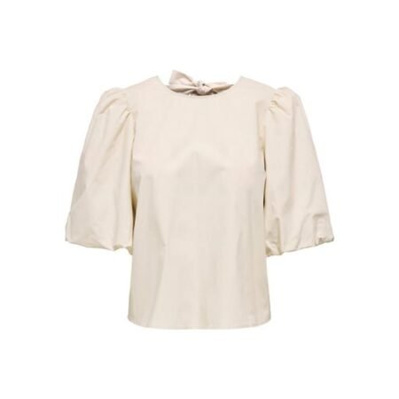 JDY MONILA 2/4 TENCEL BOW TOP WVN, Bluse/ Topp, Sandshell