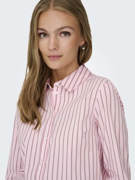JDY MIO L/S SHIRT- Skjorte WVN NOOS,  XS/34 - XXL/44,  Chalk Pink FIG, Rosa Stripet