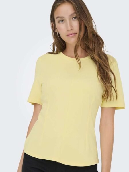 JDY EVA S/S TOP JRS - T Skjorte XS- XXL , French Vanilla, Lys gul