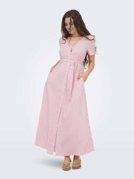 JDY MIO S/S MAXI SHIRT DRESS WVN DIA, KJOLE, Chalk Pink FIG
