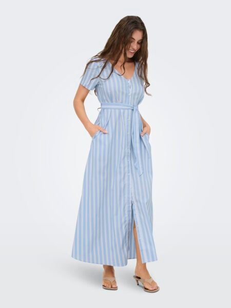 JDY MIO S/S MAXI SHIRT DRESS WVN DIA, KJOLE, Forever Blue MULTI, XS- XXL