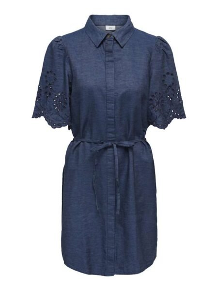 JDY BILLE 2/4 CHAMBRAY MIDI DRESS WVN- Denimkjole, Medium Blue Denim EMB NAVY