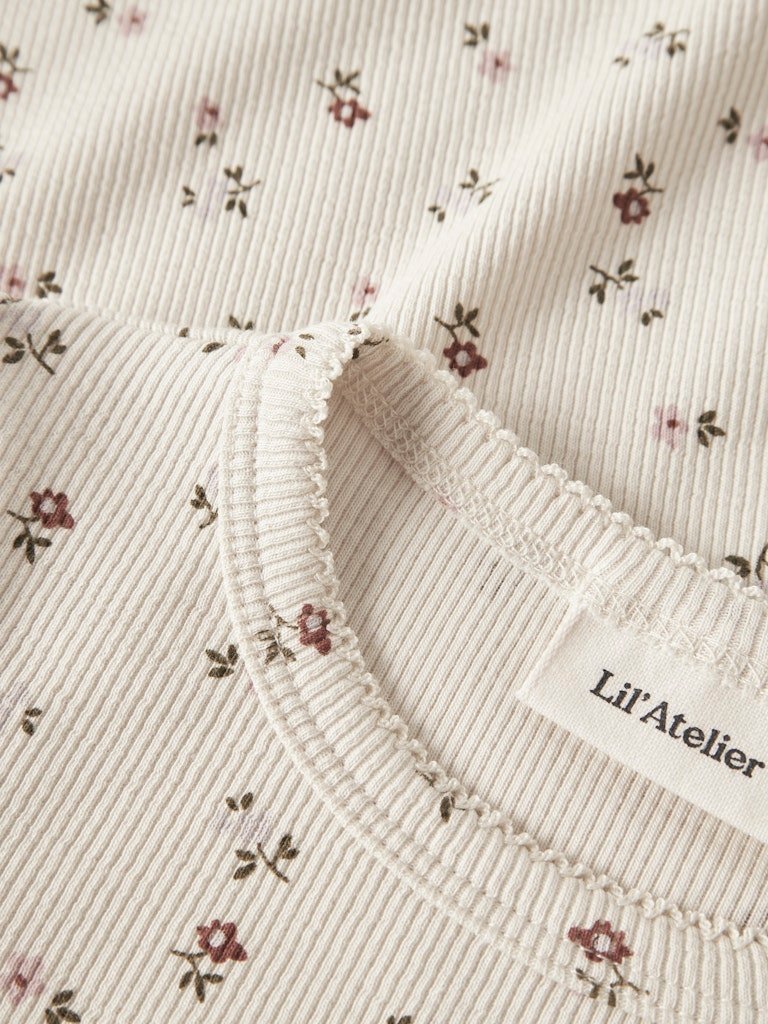 LIL ATELIER, GAGO LS SLIM TOP, Genser, Turtledove FLORAL - Bilde 2