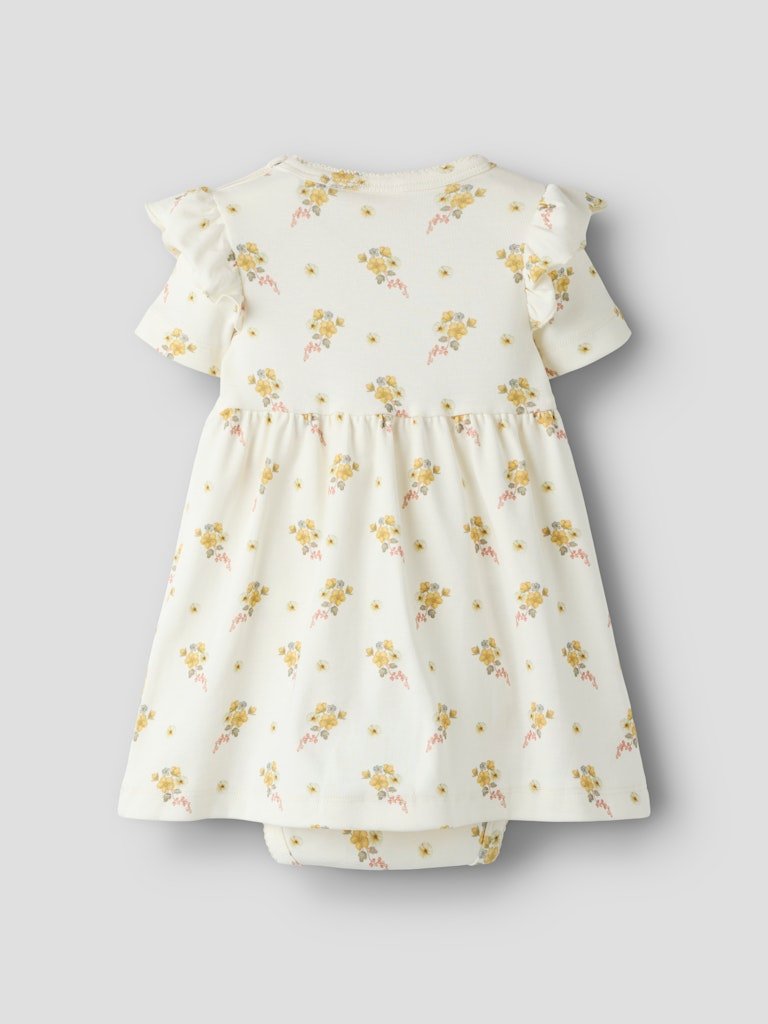 LIL ATELIER GAYO SIN SS BODY DRESS, Kjole, Coconut Milk FLOWER - Bilde 4