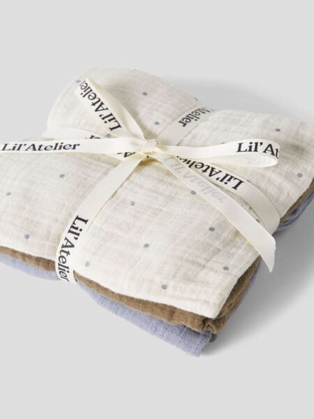 LIL’ ATELIER, ISLEYS  3PACK NAPPIES, Stellekluter, Turtledove SEPIA TINT/SLEET, Gråblå, brun og Offwhite Med Prikker