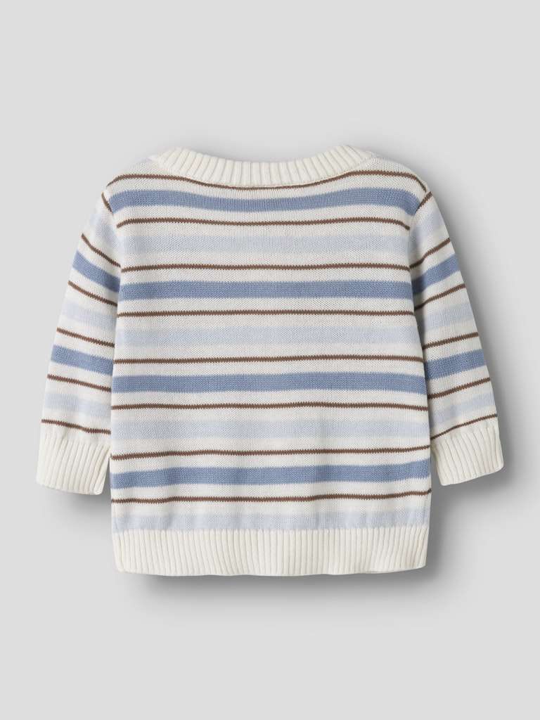 LIL ATELIER HITO LS KNIT CARD, Strikket Cardigan I Bomull, Coconut Milk_DUSTY BLUE - Bilde 3