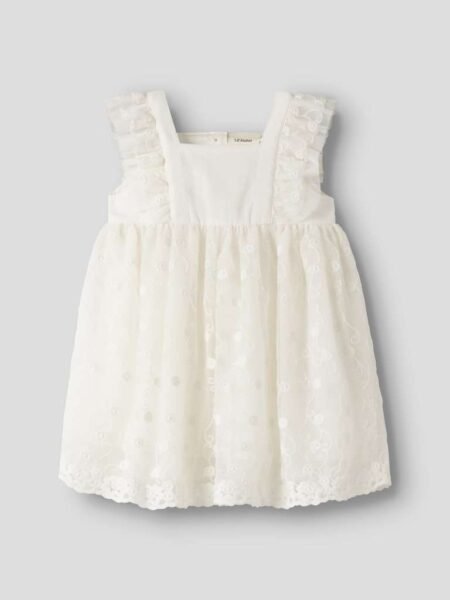 LIL ATELIER FEYA SL TULLE Dress. Tyllkjole, Coconut Milk, Offwhite