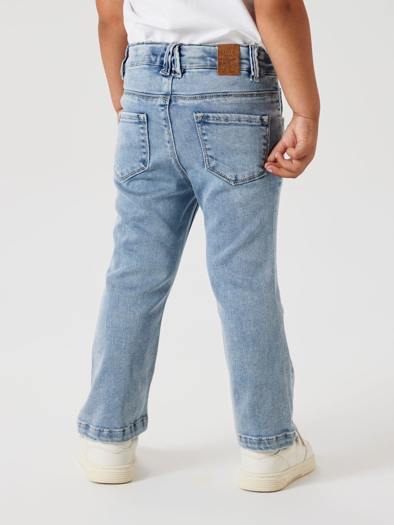 NAME IT, SALLI BOOTCUT JEANS, Dongeribukse, Light Blue Bleached Denim - Bilde 5