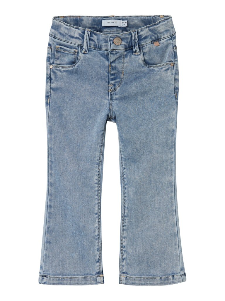 NAME IT, SALLI BOOTCUT JEANS, Dongeribukse, Light Blue Bleached Denim - Bilde 2