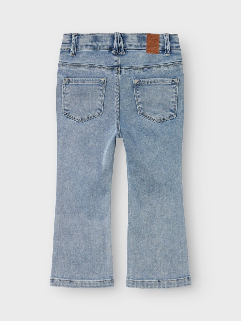 NAME IT, SALLI BOOTCUT JEANS, Dongeribukse, Light Blue Bleached Denim - Bilde 4