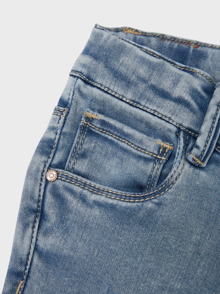 NAME IT, SALLI BOOTCUT JEANS, Dongeribukse, Light Blue Bleached Denim - Bilde 3