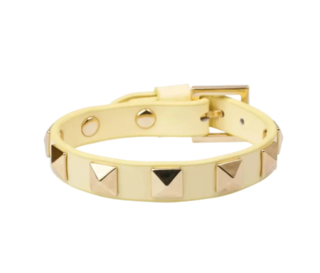Dark Department, Leather Stud Bracelet, Armbånd i lær, Pale Yellow - Lys Gul