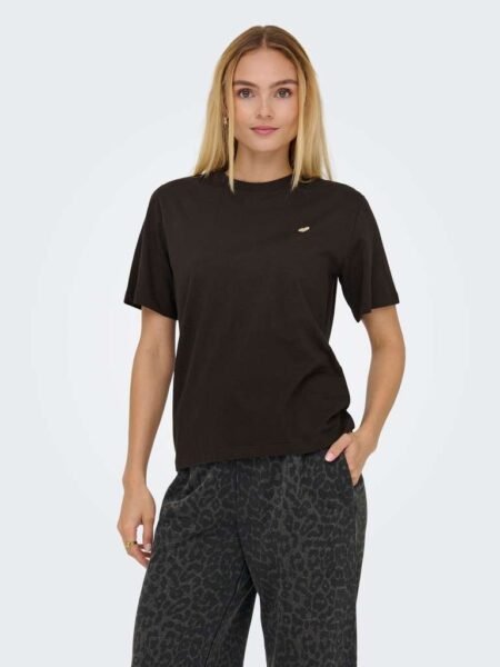 JDY PISA S/S PRINT TOP JRS NOOS- T Skjorte ,  Chocolate Torte SANDSHELL HEART