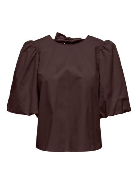 JDY MONILA 2/4 TENCEL BOW TOP WVN, Bluse/ Topp,Coffee Bean, Brun