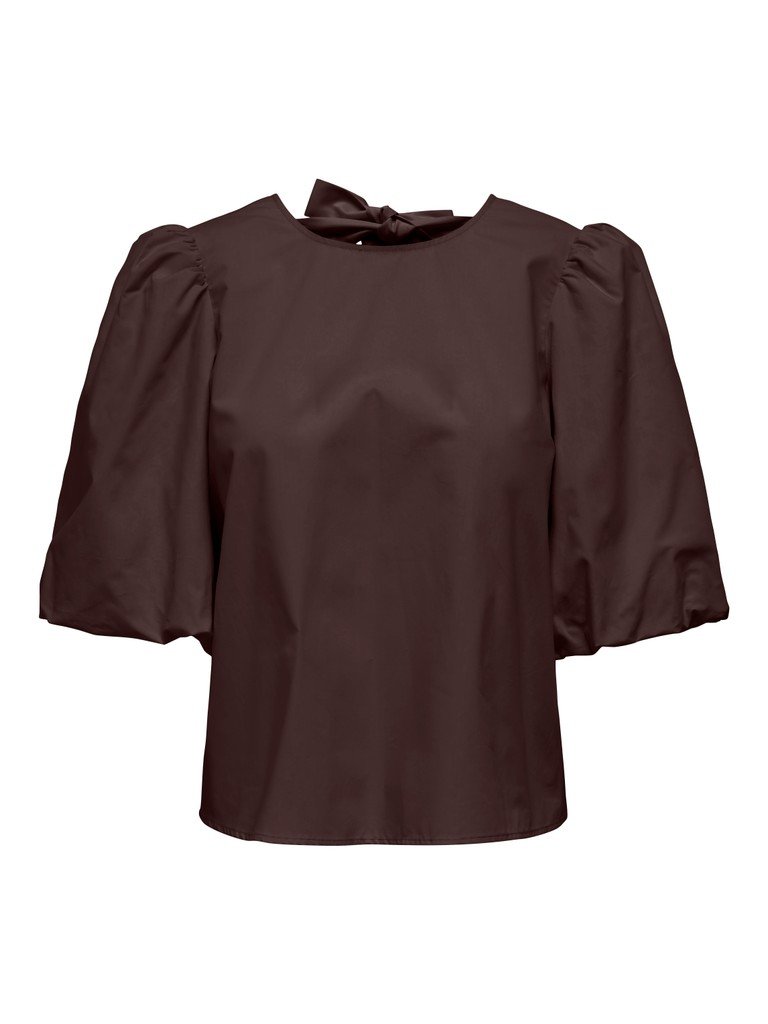 JDY MONILA 2/4 TENCEL BOW TOP WVN, Bluse/ Topp,Coffee Bean, Brun