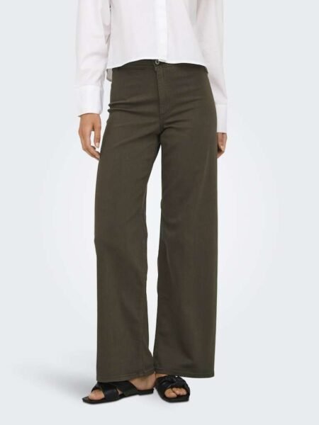JDY IRIS STRETCH HW WIDE PANT PNT NOOS, BUKSE, Slate Black, Mørk Brun