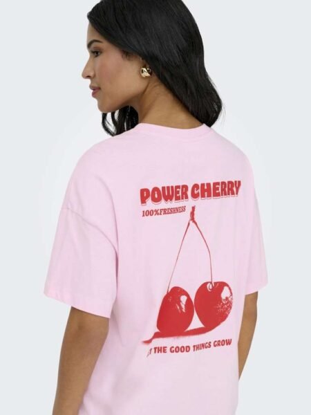 JDY CARLA S/S OVERSIZE T-SHIRT JRS, T skjorte , Pink Lady/CHERRY