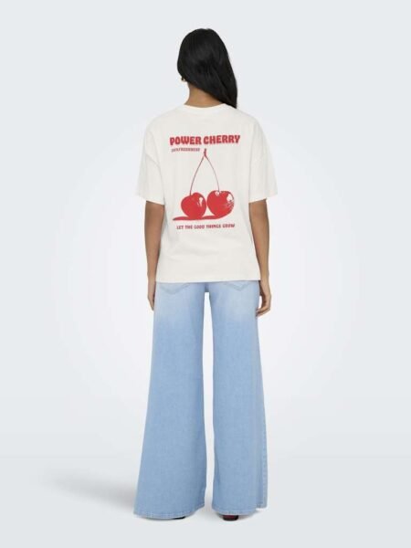 JDY CARLA S/S OVERSIZE T-SHIRT JRS, T skjorte , Cloud Dancer CHERRY