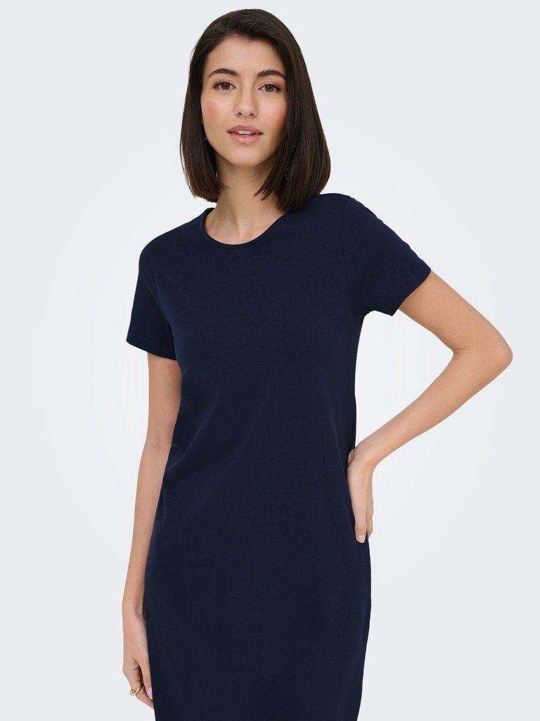 JDY AVA S/S O-NECK DRESS JRS DIA, Lang Kjole, Black Iris/Mørkeblå - Bilde 2