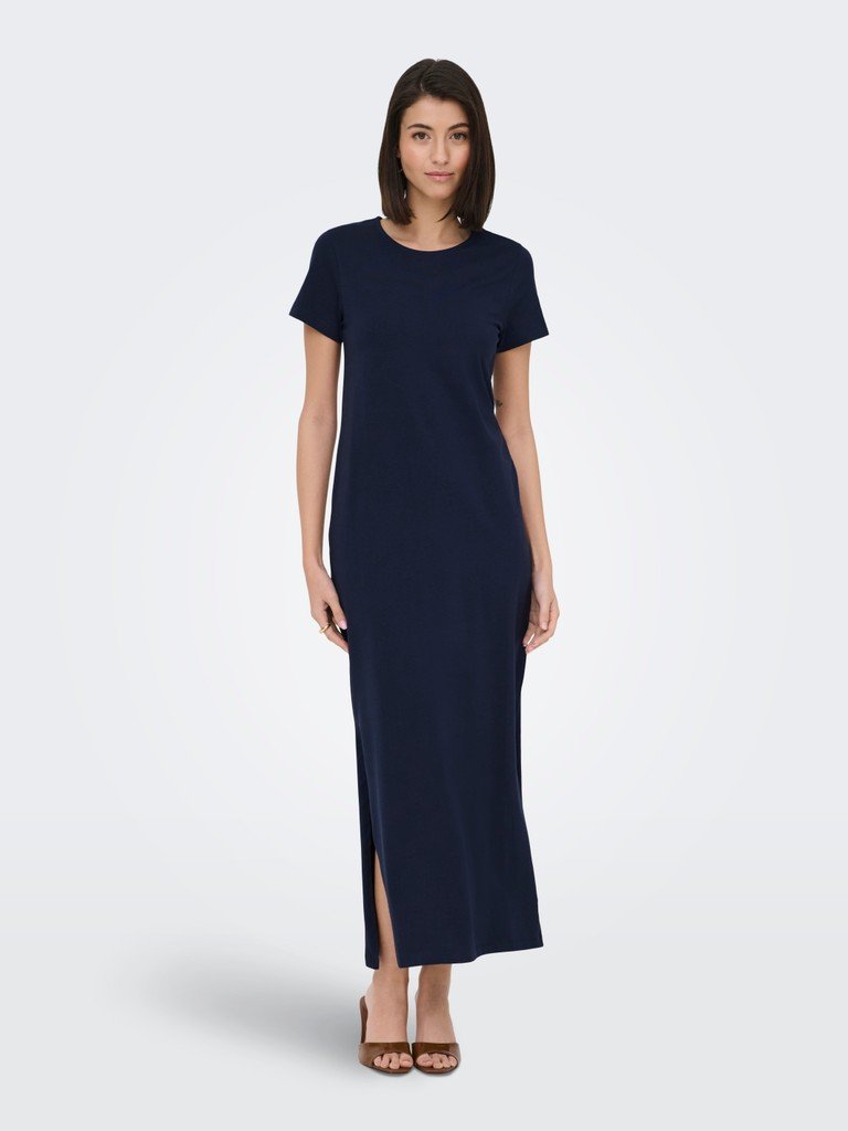 JDY AVA S/S O-NECK DRESS JRS DIA, Lang Kjole, Black Iris/Mørkeblå - Bilde 3