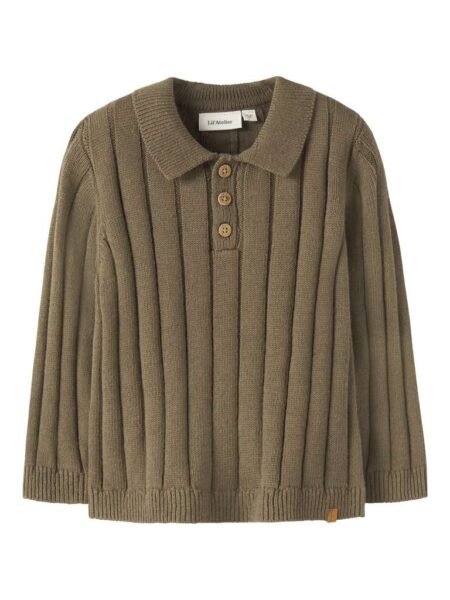 LIL ATELIER, LOMON LS LOOSE KNIT POLO, Pologenser, Kangaroo/ Brun