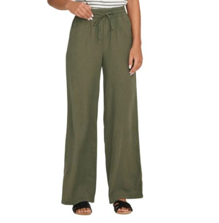 JDY SAY HW LINEN WIDE PANT- Bukse I 80% Viskose, 20% Lin, WVN NOOS, Kalamata, Militær grønn