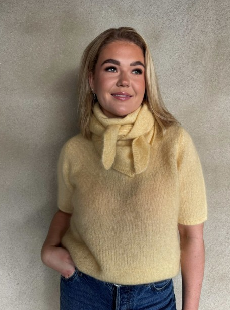 Reve, Caroline T-Shirt, Strikke topp, Mohair- og ullblanding, French Vanilla. Lys Gul