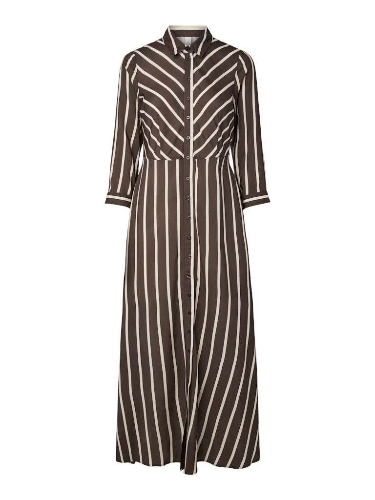 YAS SAVANNA LONG SHIRT DRESS S, Skjortekjole. NOOS, Chocolate Brown/Thin( Obs: Vi venter inn en sending til) - Bilde 4